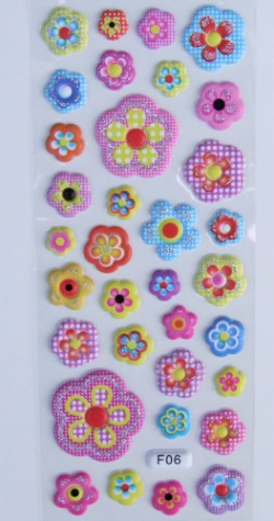 3-D Sticker Blumen - 1 Bogen 7x16,7 cm