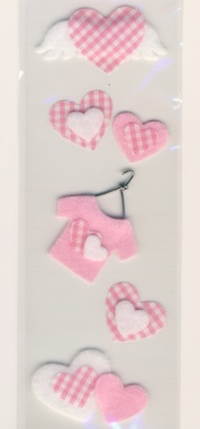 3-D Sticker / Embellishments <br> Babymotive, Herzen rosa, 6tlg.