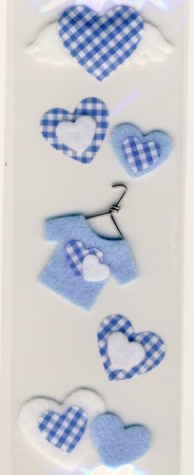 3-D Sticker / Embellishments <br> Babymotive, Herzen babyblau, 6tlg.