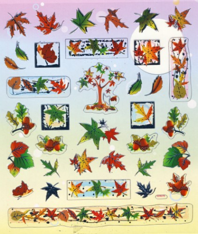 Foliensticker Herbstblätterbunt mit Silberdruck1 Bogen 22x15 cm
