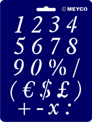 Schablone Kursiv-Zahlen - 15 x 20 cm