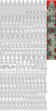 Sticker Buchstaben 1cm - hologramm rot/gold <br> 1 Bogen 23x10 cm