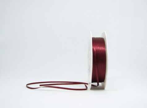 Doppelsatinband 3 mm - weinrot - 1 Meter