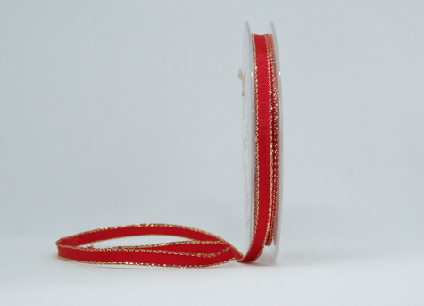 Uniband rot mit Goldrand - 7 mm - 1 Meter