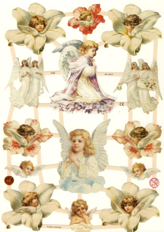 Poesiebild / Glanzbild 'Blumen-Engel'