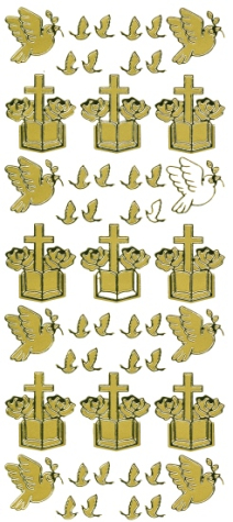 Spiegelsticker Bibel und Kreuz - gold  <br> 1 Bogen 10x24 cm