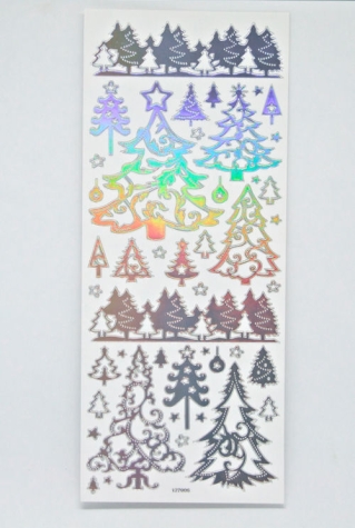 Create Christmas Spiegelsticker Tannenbäume - silber-regenbogen