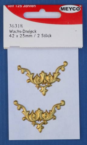 Verzierwachs Dreieck 42 x 25 mm - gold - 2 Stück
