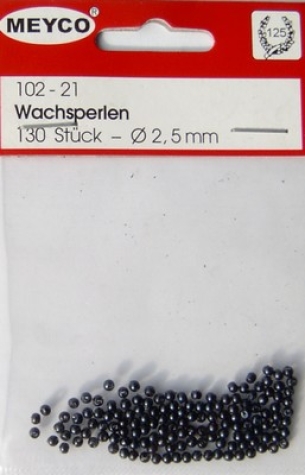 Wachsperlen Ø 2,5mm, ca. 130 Stück - anthrazit