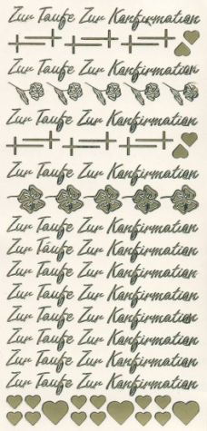 Sticker Zur Taufe, Zur Konfirmation - gold - 1 Bogen 10x23 cm