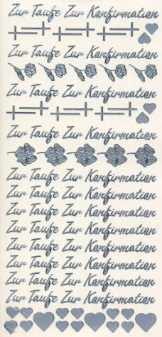 Sticker Zur Taufe, Zur Konfirmation - silber <br> 1 Bogen 10x23 cm