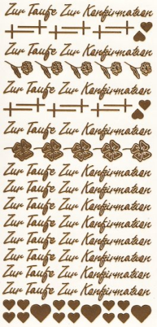 Sticker Zur Taufe, Zur Konfirmation - kupfer <br> 1 Bogen 10x23 cm