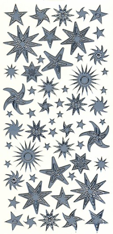 Sticker Sterne - silber <br> 1 Bogen 23x10 cm