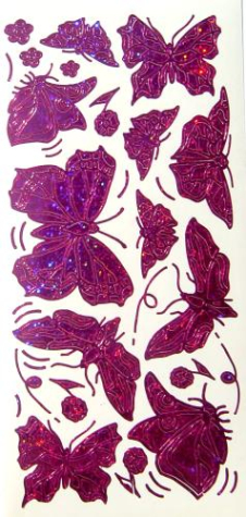 Sticker  Schmetterlinge - hologramm violett/klar <br> 1 Bogen 10x23 cm