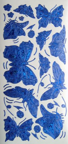 Sticker  Schmetterlinge - hologramm blau/klar <br> 1 Bogen 10x23 cm