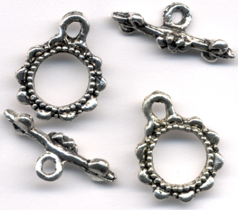 Knebelverschluss ziselierter Ring, silber antik - 2tlg. Set