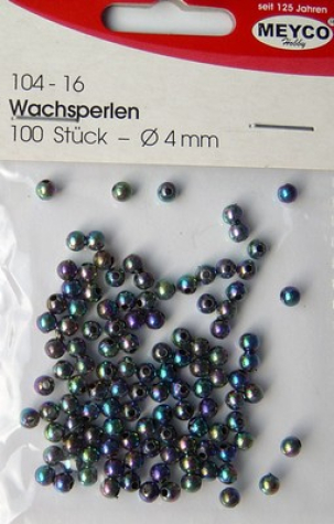 Wachsperlen Ø 4mm, ca. 100 Stück - metallic regenbogen