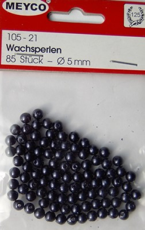 Wachsperlen Ø 5mm, ca. 85 Stück - anthrazit
