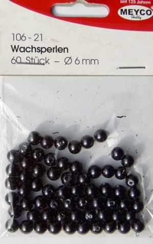 Wachsperlen Ø 6mm, ca. 60 Stück - anthrazit