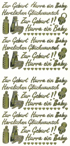 Sticker Zur Geburt - gold - 1 Bogen 10x23 cm