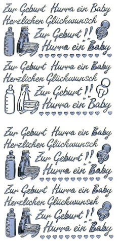 Sticker Zur Geburt - silber <br> 1 Bogen 10x23 cm