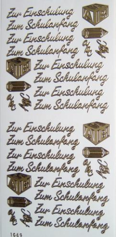 Sticker Zur Einschulung - gold <br> 1 Bogen 10x23 cm