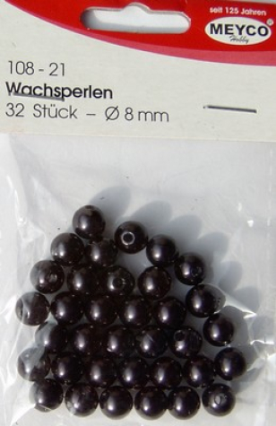Wachsperlen Ø 8mm, ca. 32 Stück - anthrazit