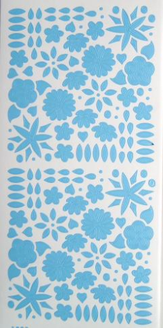 Sticker Blumen - hellblau/klar <br> 1 Bogen 10x23 cm
