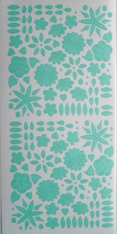 Sticker Blumen - mintgrün/klar <br> 1 Bogen 10x23 cm