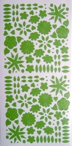 Sticker Blumen - lindgrün/klar <br> 1 Bogen 10x23 cm