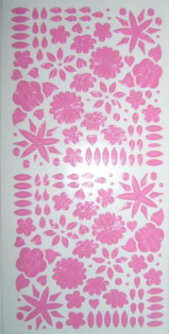 Sticker Blumen - hellrosa/klar <br> 1 Bogen 10x23 cm