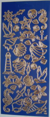 Sticker Maritime Motive - blau/gold <br> 1 Bogen 10x23cm