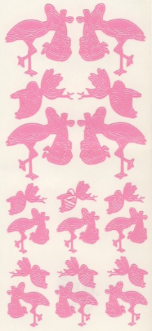 Sticker Klapperstorch - babyrosa <br> 1 Bogen 10x23 cm