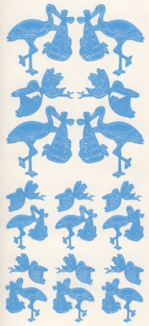 Sticker Klapperstorch - babyblau <br> 1 Bogen 10x23 cm