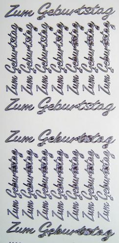 Sticker Zum Geburtstag - silber <br> 1 Bogen 10x23 cm