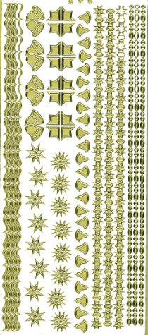 Sticker Bordüren, Ecken & Motive Weihnachten - gold   1 Bogen 23x10 cm