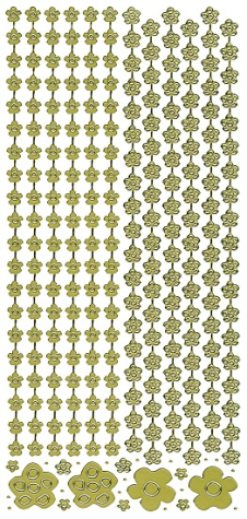 Sticker Linien mit Blumen - gold <br> 1 Bogen 10x23 cm