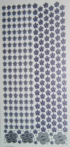 Sticker Linien mit Blumen - silber/silber - 1 Bogen 10x23 cm