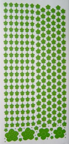 Sticker Linien mit Blumen - lindgrün/klar <br> 1 Bogen 10x23 cm