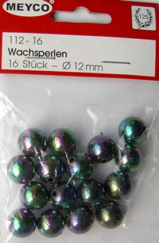 Wachsperlen Ø 12mm, ca. 16 Stück - metallic regenbogen