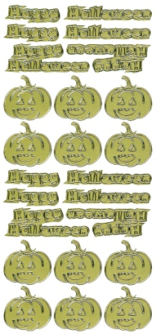 Sticker Happy Halloween - gold <br> 1 Bogen 10x23 cm