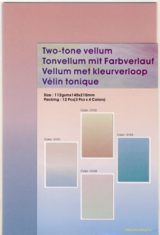 Transparentpapier mit Farbverlauf (Two-tone vellum) - 3x 4 Farben