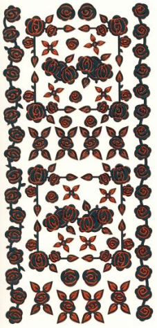 Sticker Rosen Bordüren + Ecken - schwarz/rot <br> 1 Bogen 10x23 cm