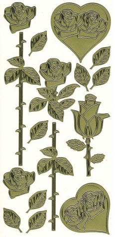 Sticker Rosen - gold <br> 1 Bogen 10x23 cm
