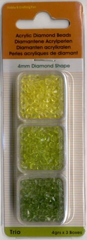 Acryl-Facettenperlen Ø 4 mm, ca. 12 g - gelb, hellgrün, grün