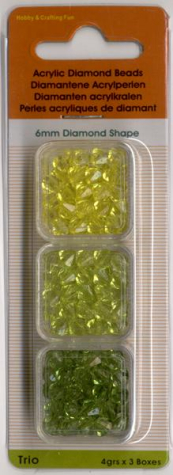 Acryl-Facettenperlen Ø 6 mm, ca. 12 g - gelb, hellgrün, grün