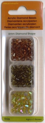 Acryl-Facettenperlen Ø 6 mm, ca. 12 g - gold, grün, braun