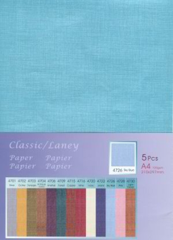 Papier "Classic Laney" - himmelblau - 5 Bögen