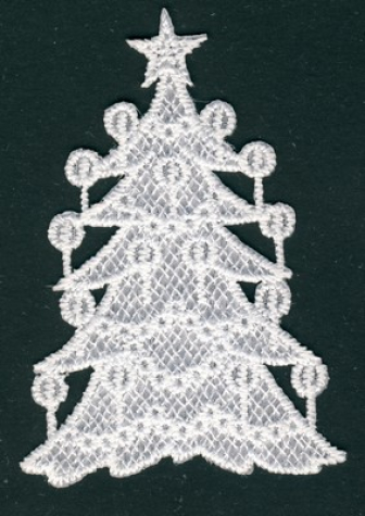 Stickerei Tannenbaum 7x4cm - weiß <br> 1 Stück, aufbügelbar
