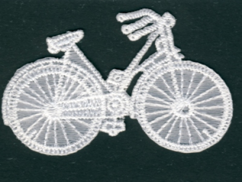 Stickerei Fahrrad 4x6cm - weiß <br> 1 Stück, aufbügelbar